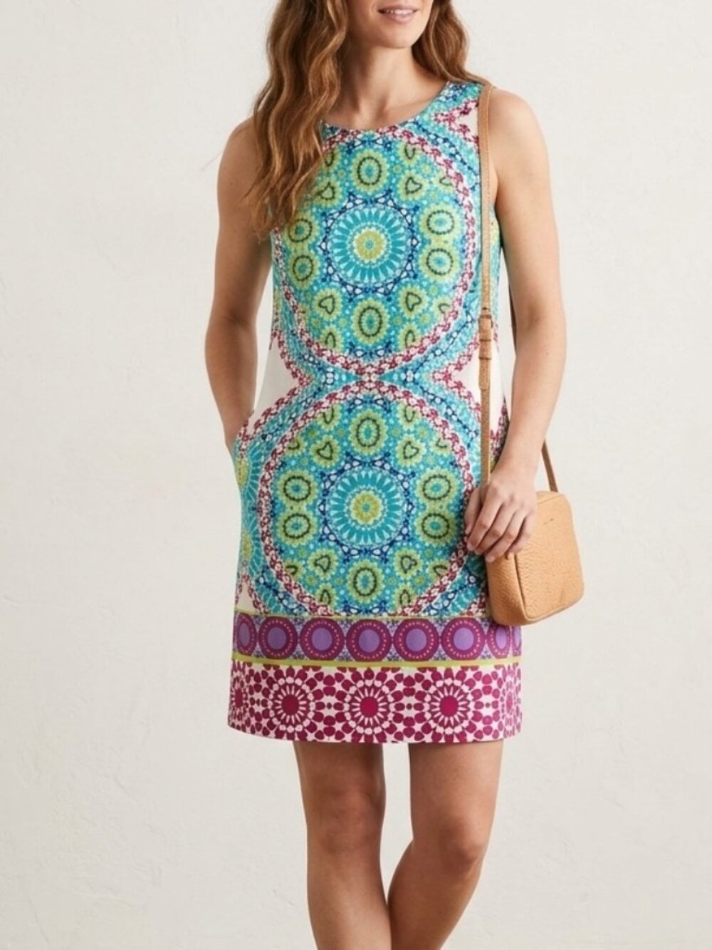 LONDON TIMES Mod Medallion Print Sleeveless Shift Dress sz 14
